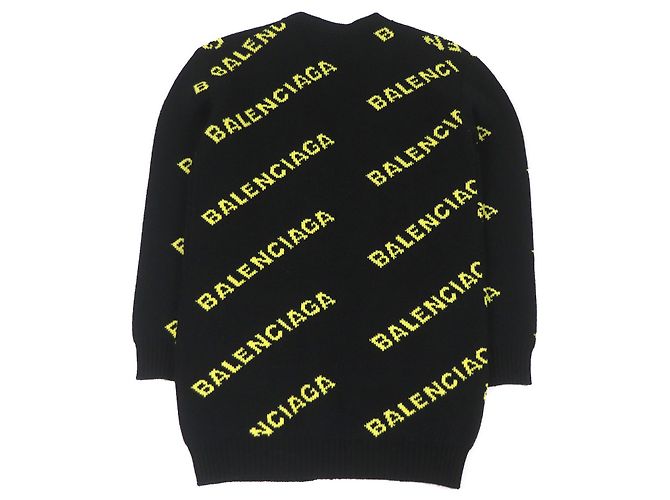 Cardigã de lã com logo jacquard Balenciaga Preto - vista 3