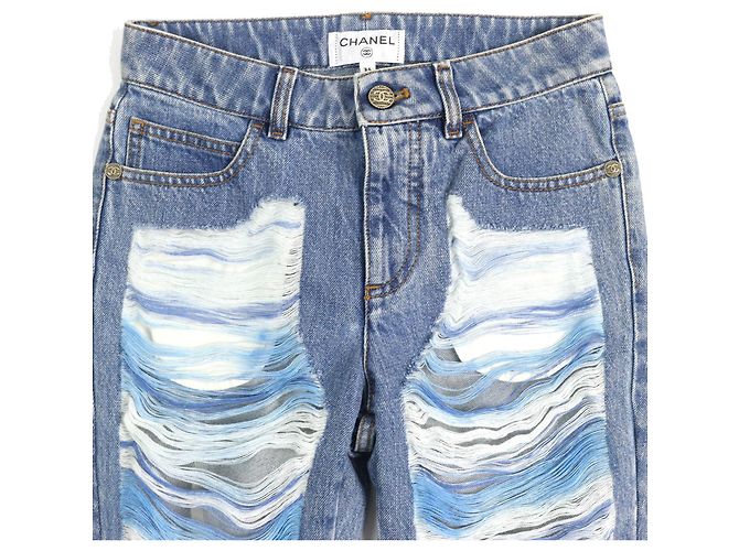 Pantalones de algodón y poliamida Chanel P60217V46019 Azul - vista 3