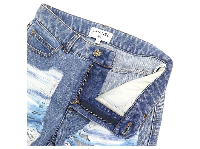 Pantalones de algodón y poliamida Chanel P60217V46019 Azul - vista 5
