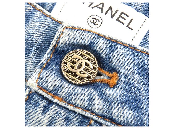 Pantalones de algodón y poliamida Chanel P60217V46019 Azul - vista 7