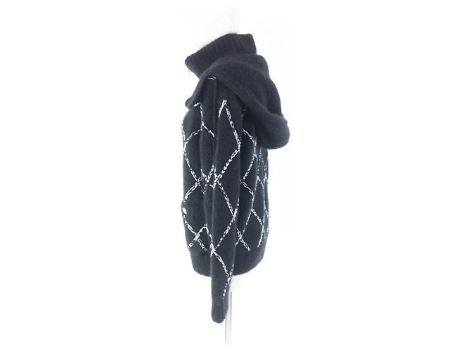 Chaqueta de cachemira COCO Mark de Chanel Negro Blanco - vista 2