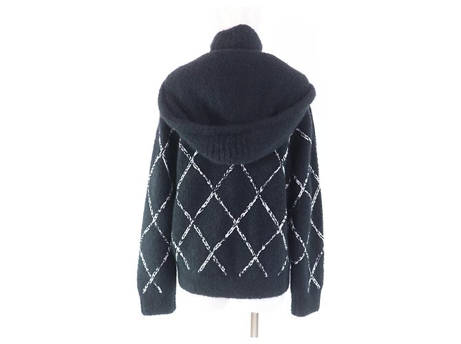 Chaqueta de cachemira COCO Mark de Chanel Negro Blanco - vista 3
