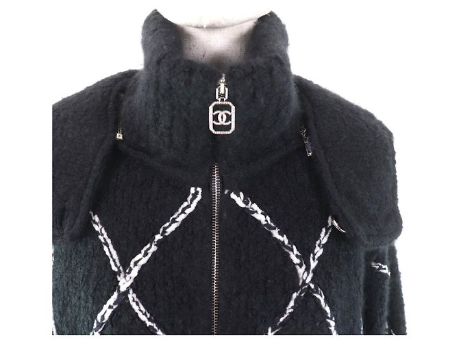 Chaqueta de cachemira COCO Mark de Chanel Negro Blanco - vista 4