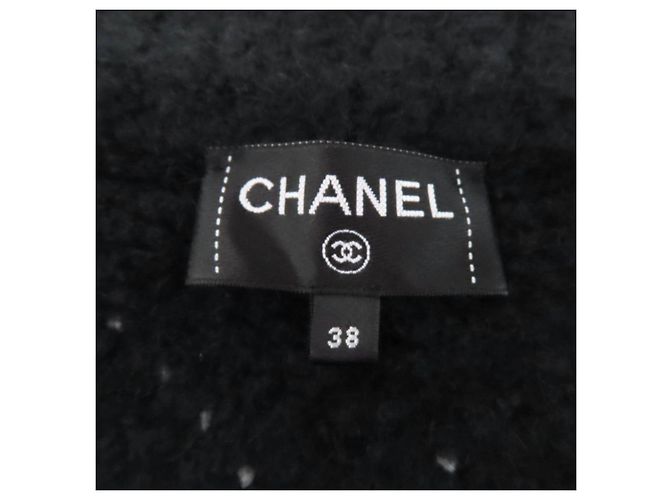 Chaqueta de cachemira COCO Mark de Chanel Negro Blanco - vista 8