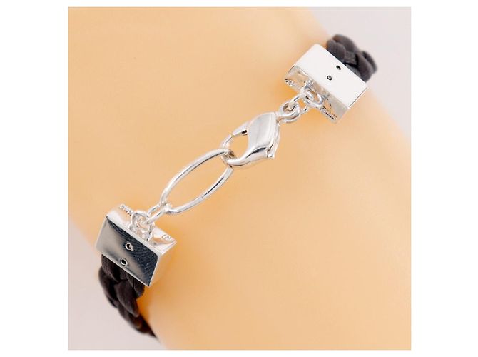 Autre Marque Bracciale in pelle argento 925 HOMME+ 4℃ Marrone - vista 3
