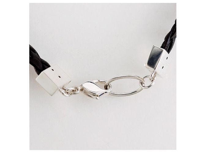 Autre Marque Bracciale in pelle argento 925 HOMME+ 4℃ Marrone - vista 5