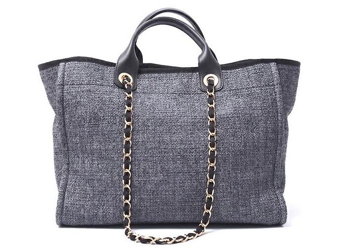 Chanel Deauville Raffia 2-Wege Tote Bag Braun Grau - Ansicht 2