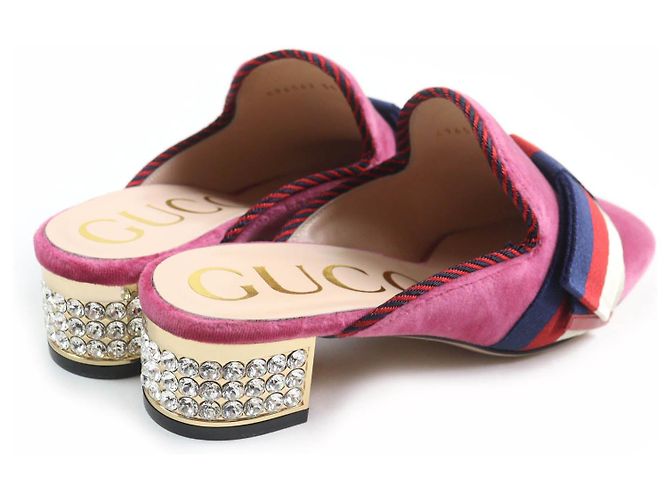 Sandali in velluto Gucci 496562 Rosa - vista 3