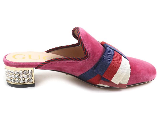 Sandali in velluto Gucci 496562 Rosa - vista 6