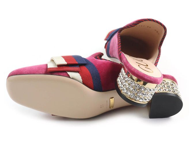 Sandali in velluto Gucci 496562 Rosa - vista 7