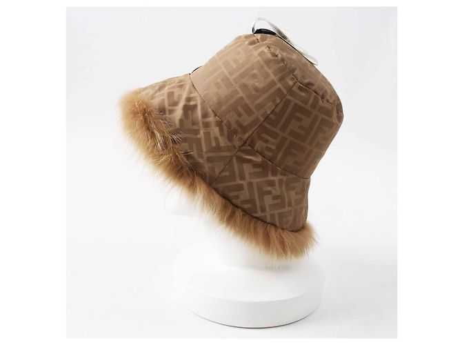 Fendi Zucca Pattern Fox Bucket Hat Brown - view 5