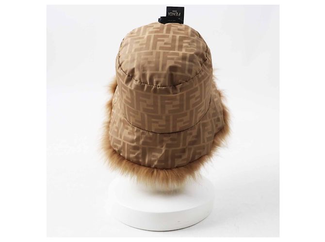 Fendi Zucca Pattern Fox Bucket Hat Brown - view 6