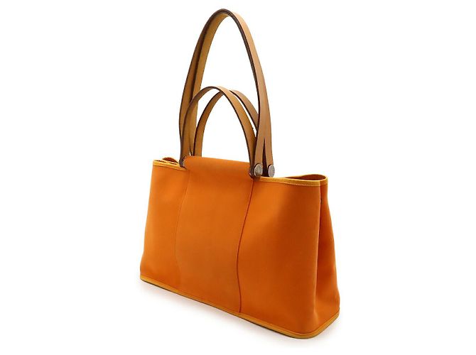 Hermès Cabag Elan Toile Officier Leder 2-Wege Tasche Orange - Ansicht 2