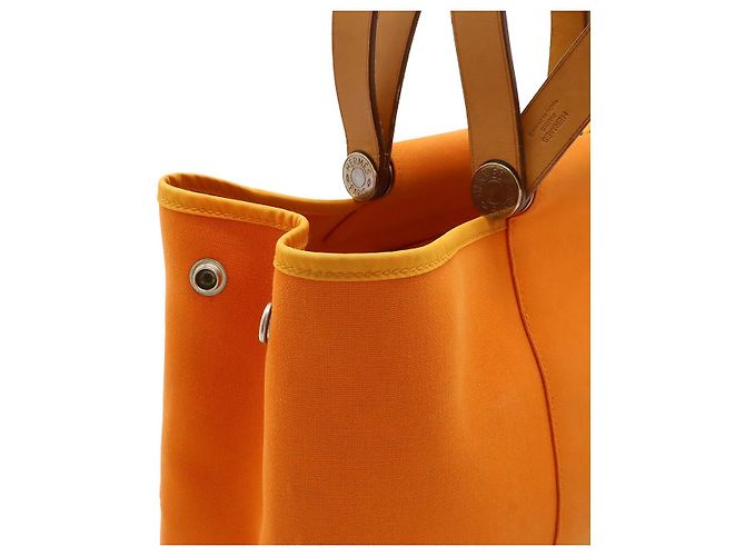 Hermès Cabag Elan Toile Officier Leder 2-Wege Tasche Orange - Ansicht 4
