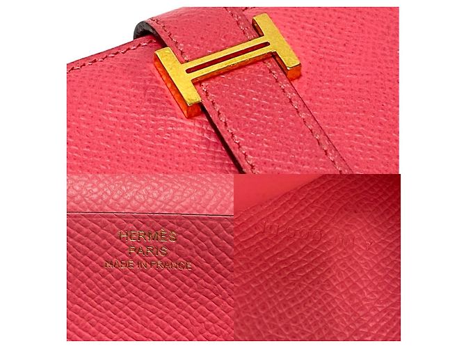 Cartera larga de cuero Epsom Béarn de Hermès Rosa - vista 3