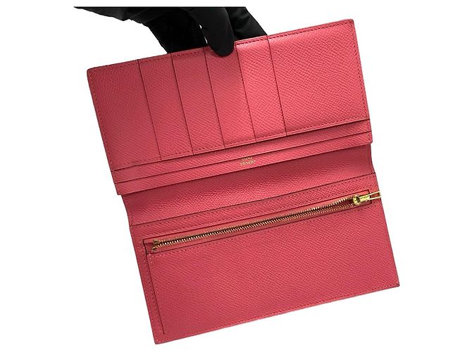 Cartera larga de cuero Epsom Béarn de Hermès Rosa - vista 7