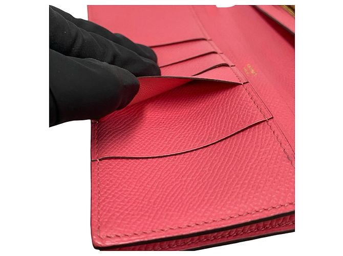 Cartera larga de cuero Epsom Béarn de Hermès Rosa - vista 9