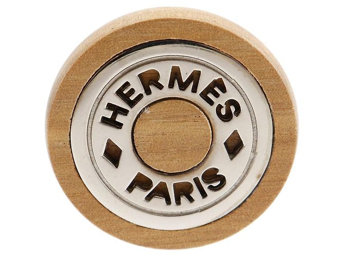 Orecchini in legno e metallo Hermès Sellier Marrone - vista 5