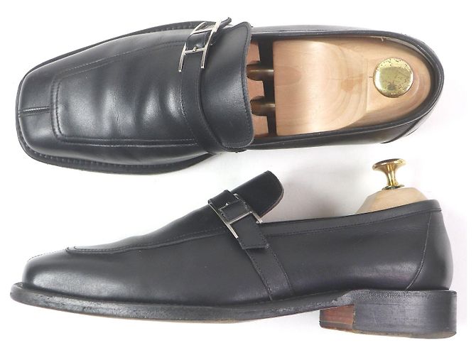Mocassini in pelle con logo H di Hermès Nero - vista 3
