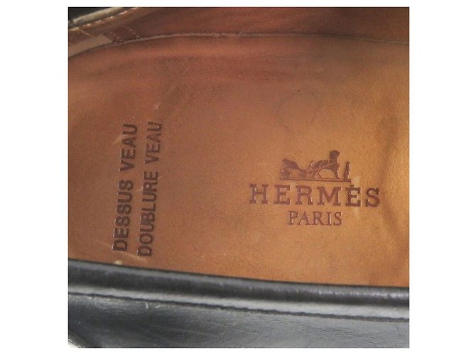 Mocassini in pelle con logo H di Hermès Nero - vista 7