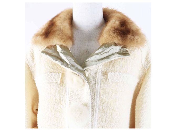 Giacca in Lana Seta e Visone Louis Vuitton Beige Crudo - vista 2