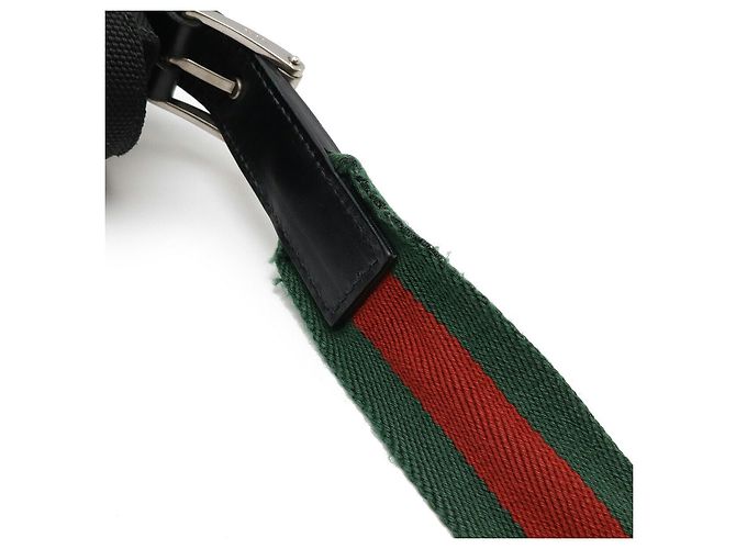 Gucci Sherry Line Techno Canvas Schultertasche Schwarz Rot Grün - Ansicht 5