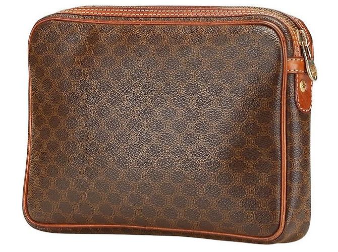 Céline Borsa Clutch in Pelle PVC Macadam Celine Marrone - vista 2