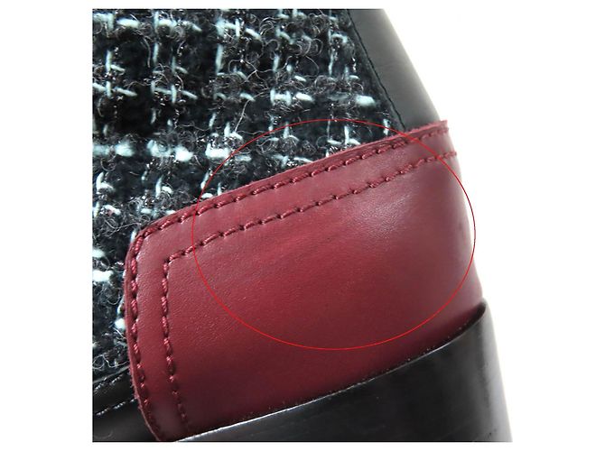 Stivaletti in pelle e tweed Chanel 22B G39334 Nero Blu chiaro - vista 15