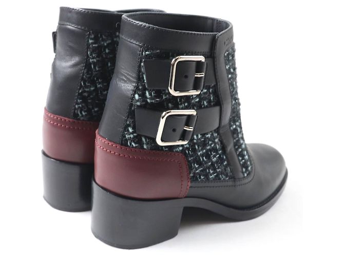 Stivaletti in pelle e tweed Chanel 22B G39334 Nero Blu chiaro - vista 3