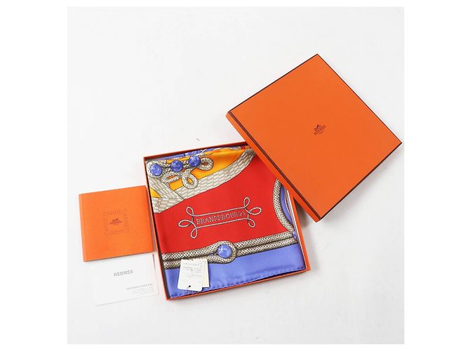 Foulard in seta Hermès Calle 90 Galons e Brandebourgs Porpora - vista 2