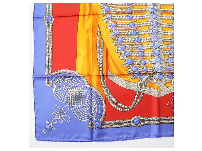 Foulard in seta Hermès Calle 90 Galons e Brandebourgs Porpora - vista 6