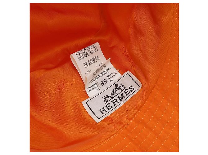 Cappello a secchiello in poliestere nylon con logo H di Hermès Arancione - vista 7