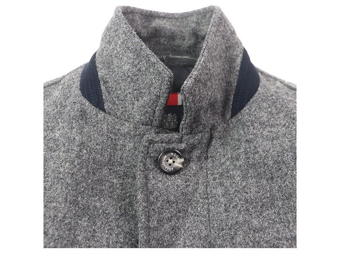 Autre Marque Aquascutum Wool Artificial Leather Down Jacket Grey - view 2