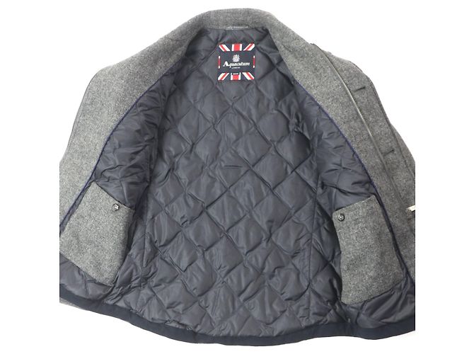 Autre Marque Aquascutum Wool Artificial Leather Down Jacket Grey - view 4