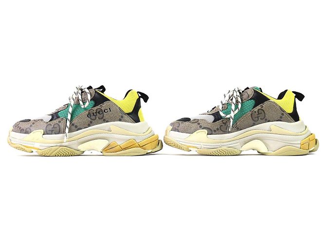 Sneakers Gucci×Balenciaga The Hacker Project Beige Verde Giallo - vista 3