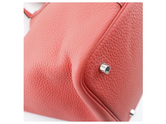Borsa Hermès Picotin Lock 22 MM in pelle Clémence Rosso - vista 4