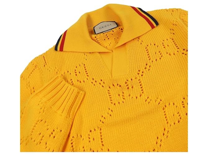 Suéter de algodón perforado GG Webline de Gucci Amarillo - vista 2