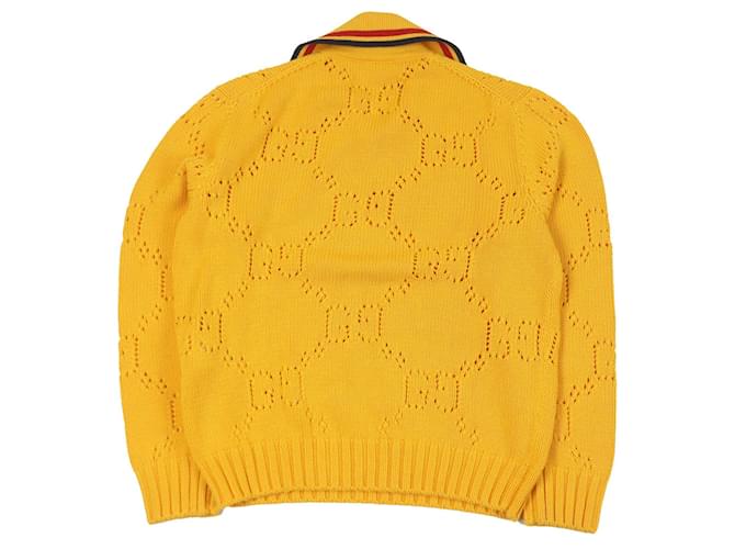Suéter de algodón perforado GG Webline de Gucci Amarillo - vista 3