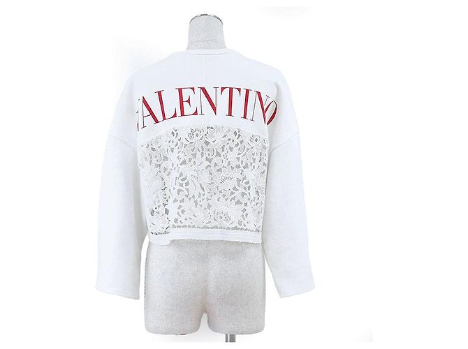 Sudadera de algodón con cordones Valentino Trainer Blanco - vista 8
