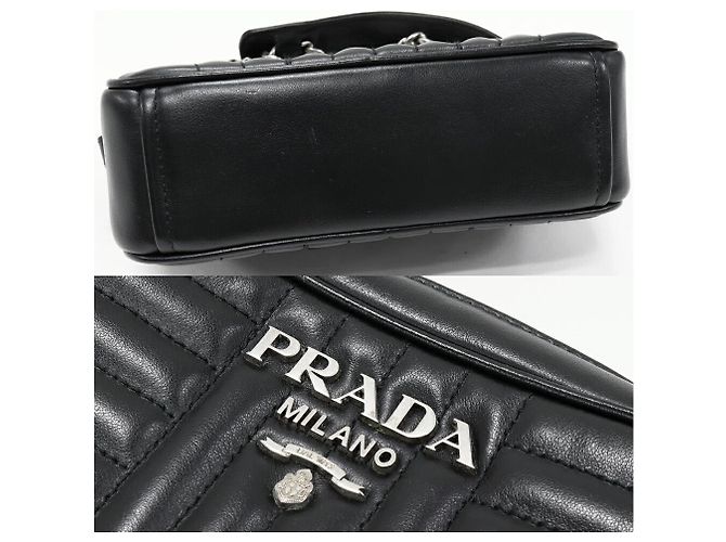 Borsa a spalla in pelle morbida Diagramme di Prada Nero - vista 6