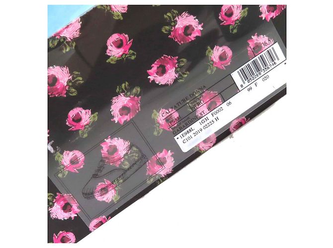 Prada Gabardine-Leinensandalen Schwarz Pink - Ansicht 12