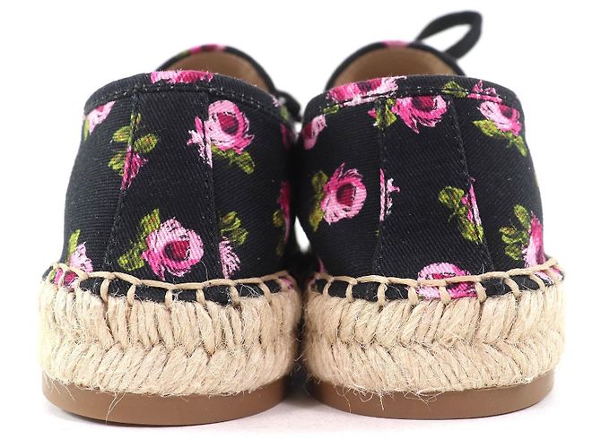 Prada Gabardine-Leinensandalen Schwarz Pink - Ansicht 6