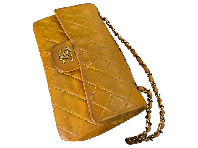 Timeless CHANEL Borsa Classica Doppia Media - Giallo Canarino Vivace - vista 12