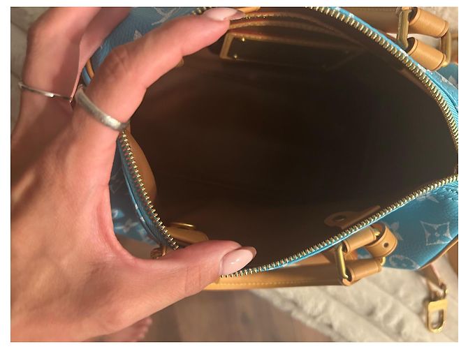 Louis Vuitton Borsa a Tracolla Speedy P9 25 Blu - vista 12