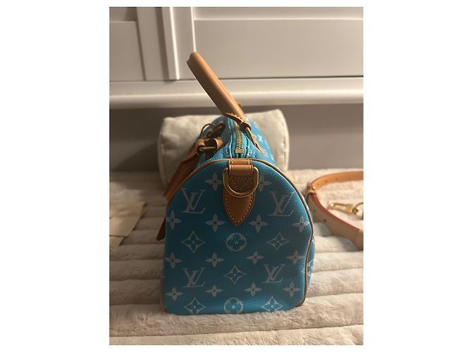 Louis Vuitton Borsa a Tracolla Speedy P9 25 Blu - vista 13