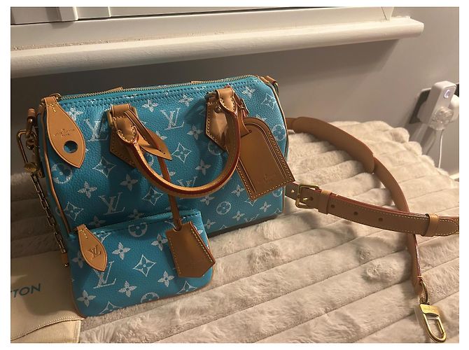 Louis Vuitton Borsa a Tracolla Speedy P9 25 Blu - vista 17