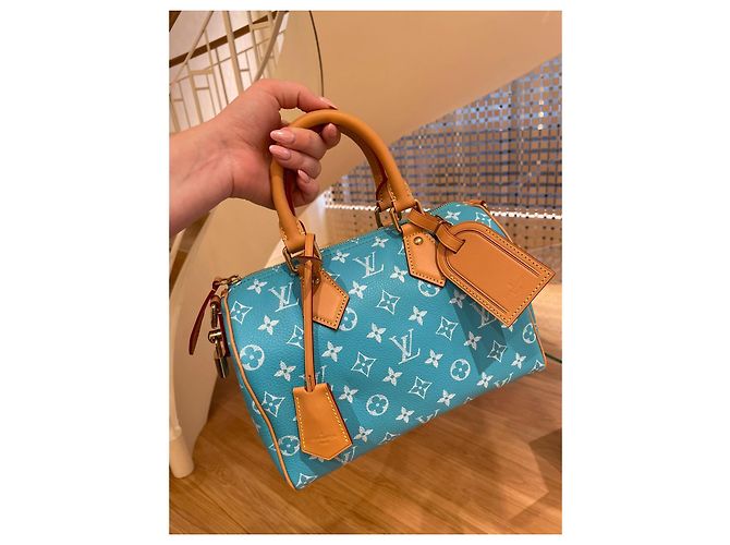 Louis Vuitton Borsa a Tracolla Speedy P9 25 Blu - vista 3
