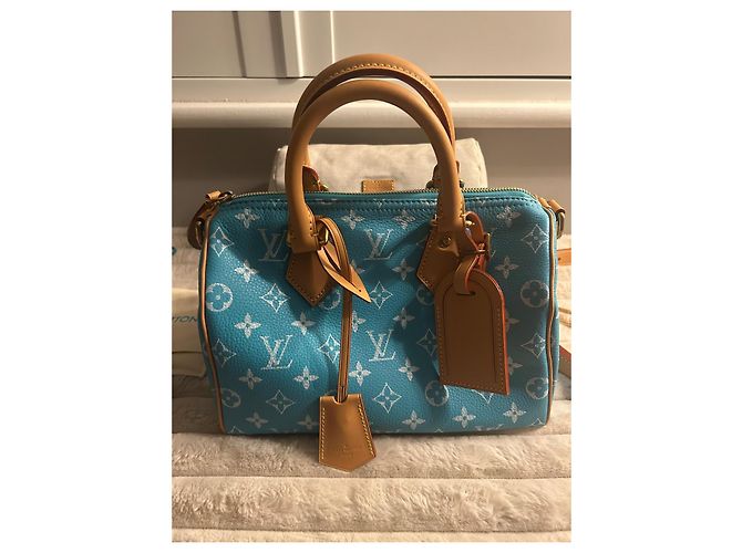 Louis Vuitton Borsa a Tracolla Speedy P9 25 Blu - vista 9