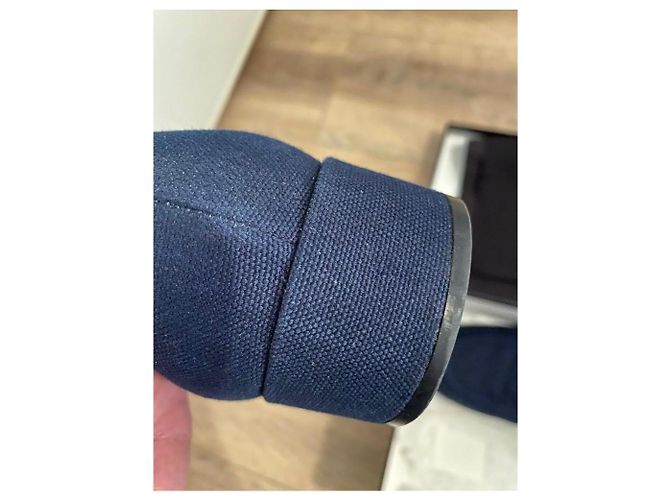 Mocassini Chanel in tessuto blu navy con logo CC in perle Taglia 41 - vista 10