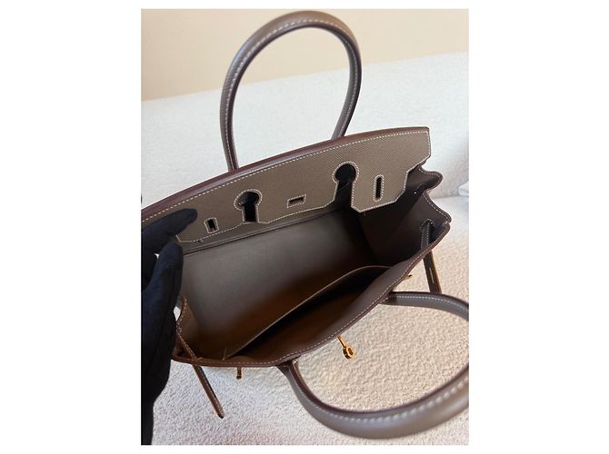Borsa a mano Hermès Birkin 30 Epsom Etoup in pelle Marrone scuro - vista 9